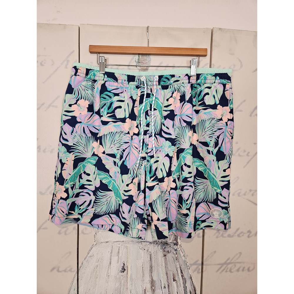Chubbies Mens XXL Swim Trunks‎ 7 Inch Inseam Tropical Floral Navy Mint Shorts